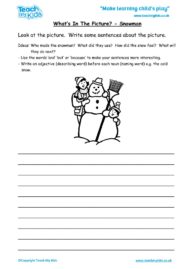Worksheets for kids - what’s in the picture – snowman